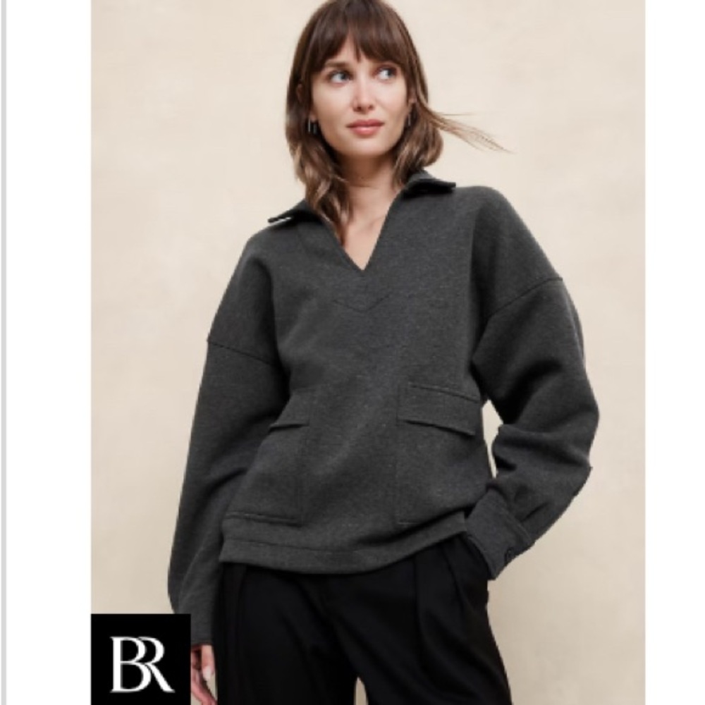 Banana Republic Gray V-Neck Sweater